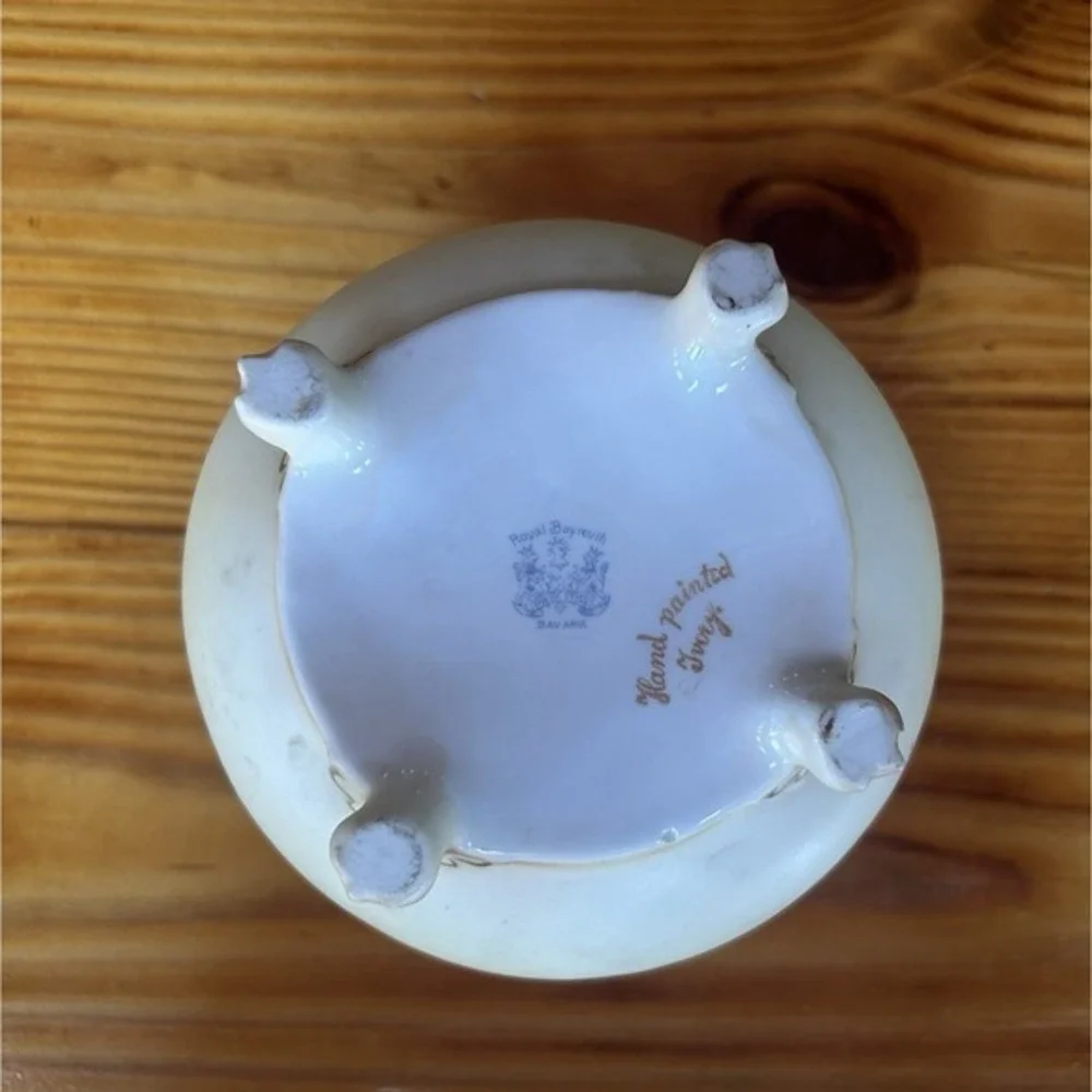 Antique Royal Bayreuth Hand Painted Ivory Artist H Liebold Signed Footed Vase‎